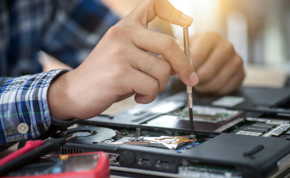computer repair concept close up view.hardware.