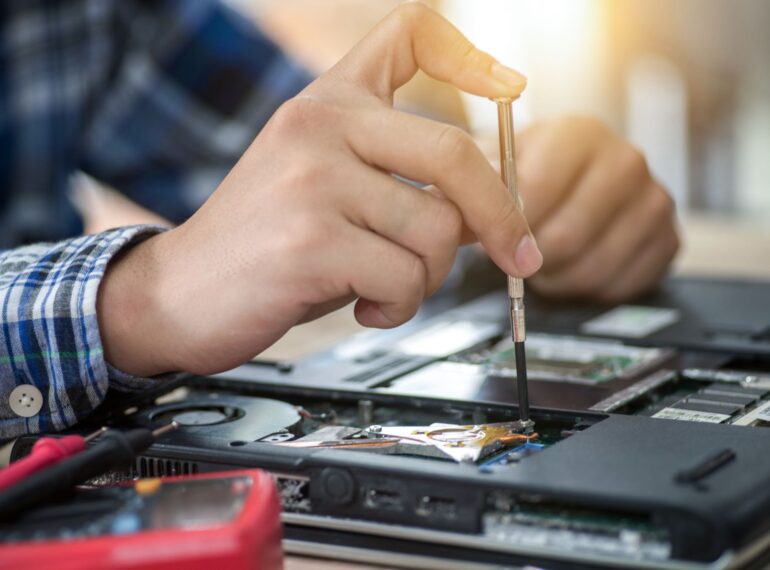 computer repair concept close up view.hardware.